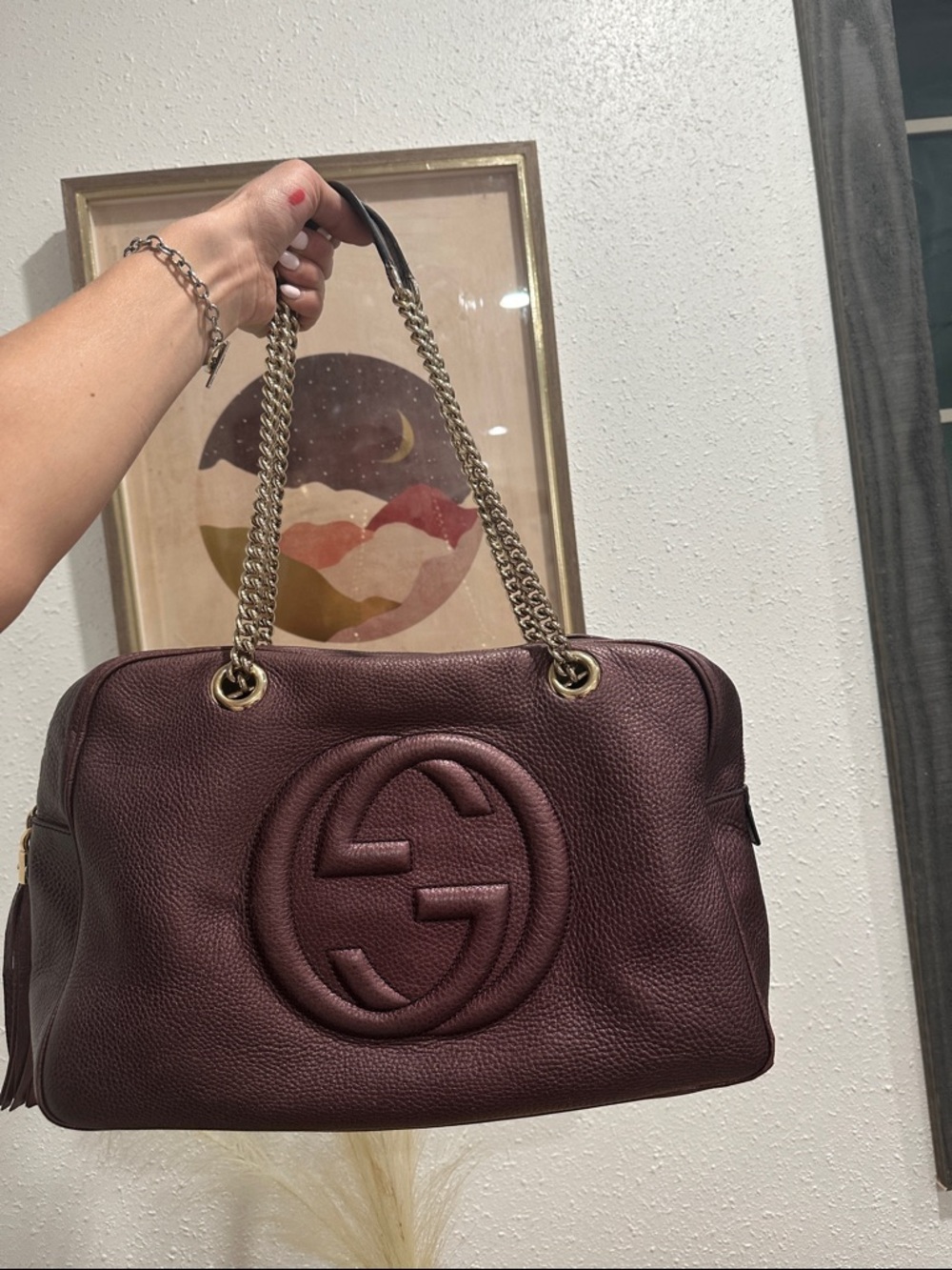 TODAY ONLY SALE PRICE . Large Gucci purple tote satchel